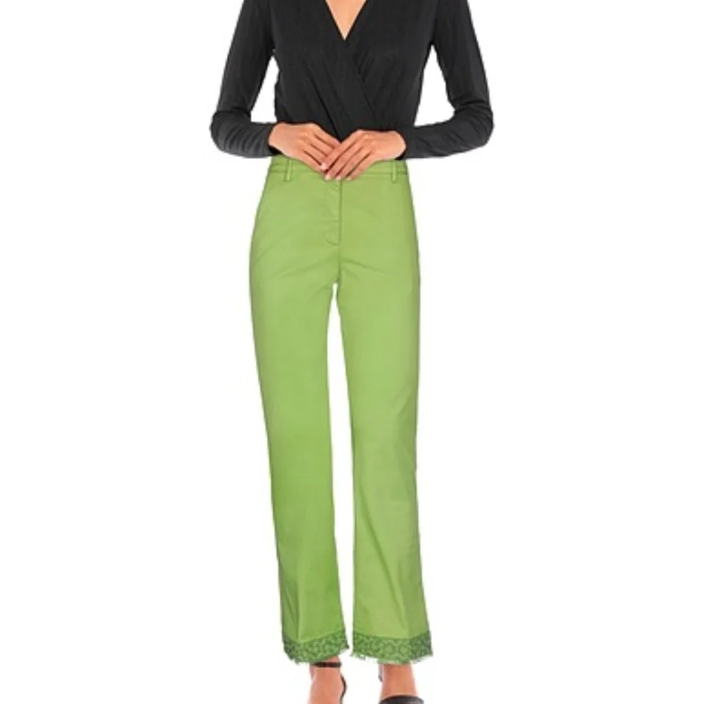 TRUE ROYAL Elegant Lime Green Women's Straight Leg Pants - Picture 1 of 3